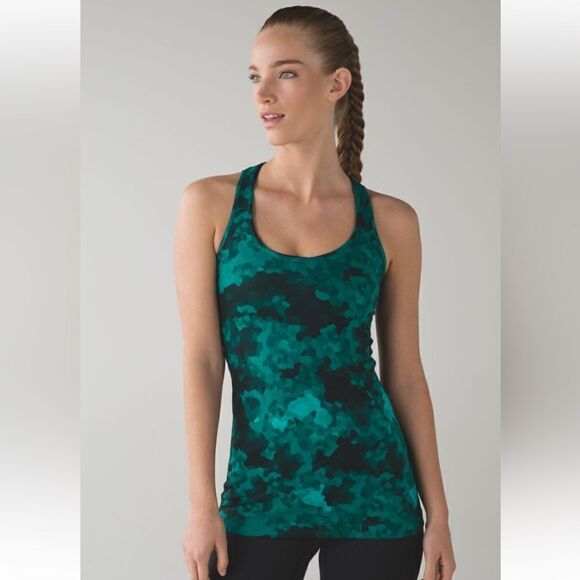 Lululemon Cool Racerback Clouded Dreams Cosmic Teal Multi Size 4 - Picture 3 of 8